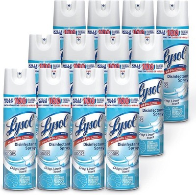 Lysol Disinfectant Sanitizer Antibacterial Spray 12.5oz | 12-Pack  - CRISP LINEN