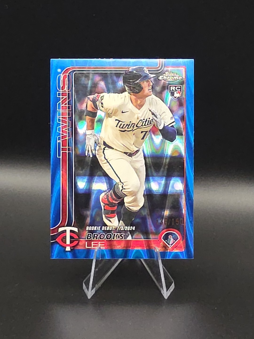 2025 Topps Chrome Update Brooks Lee Blue Raywave Refractor Rookie Debut #136/150