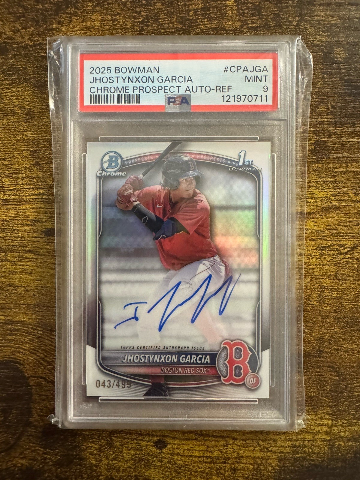 JHOSTYNXON GARCIA 2025 BOWMAN CHROME REFRACTOR #CPA-JGA AUTO 043/499 PSA 9