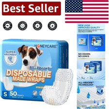 Small All-Absorb Disposable Male Dog Wraps - 50 Count for Comfy Protection