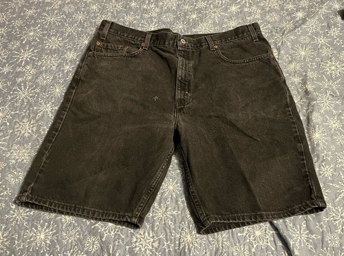Pantaloncini vintage Levis 505 taglia 40 vita neri pantaloncini denim regolari Y2K invecchiati - Foto 1 di 9