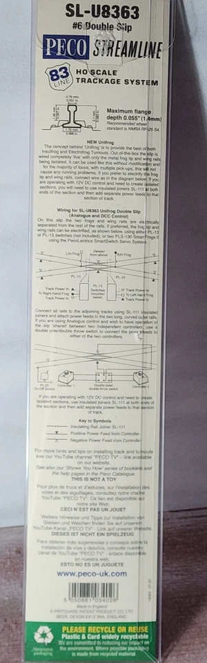 PECO SL-U8363 Unifrog DCC Friendly #6 Double Slip Switch Turnout HO Scale - Image 4 of 4