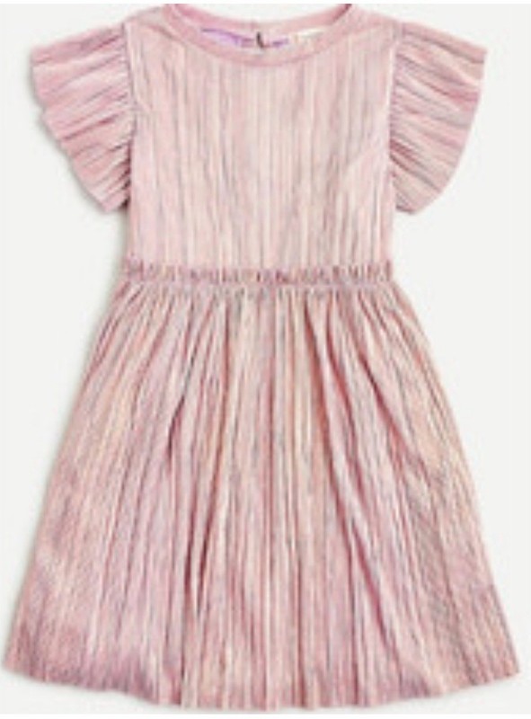 Crewcuts Factory Girls pink  Metallic Pleated Party Dress Sz 8