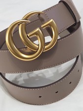 Authentic Pink Leather Gucci Belt Gold GG Buckle Size 34-36
