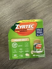 Zyrtec 10mg Allergy Antihistamine Liquid Gels 40ct Exp 0427 New