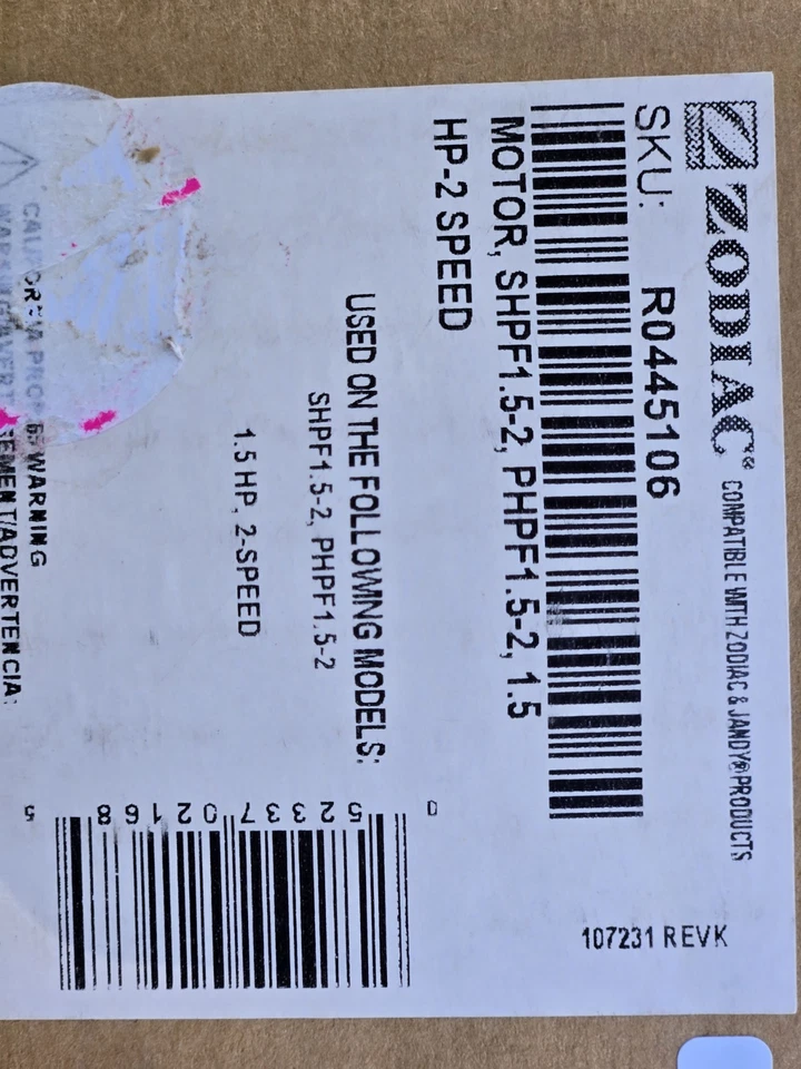 Zodiac  1.5-HP 2-Speed Motor For Zodiac PHPF & SHPF Series          R0445106 - Image 3 of 3