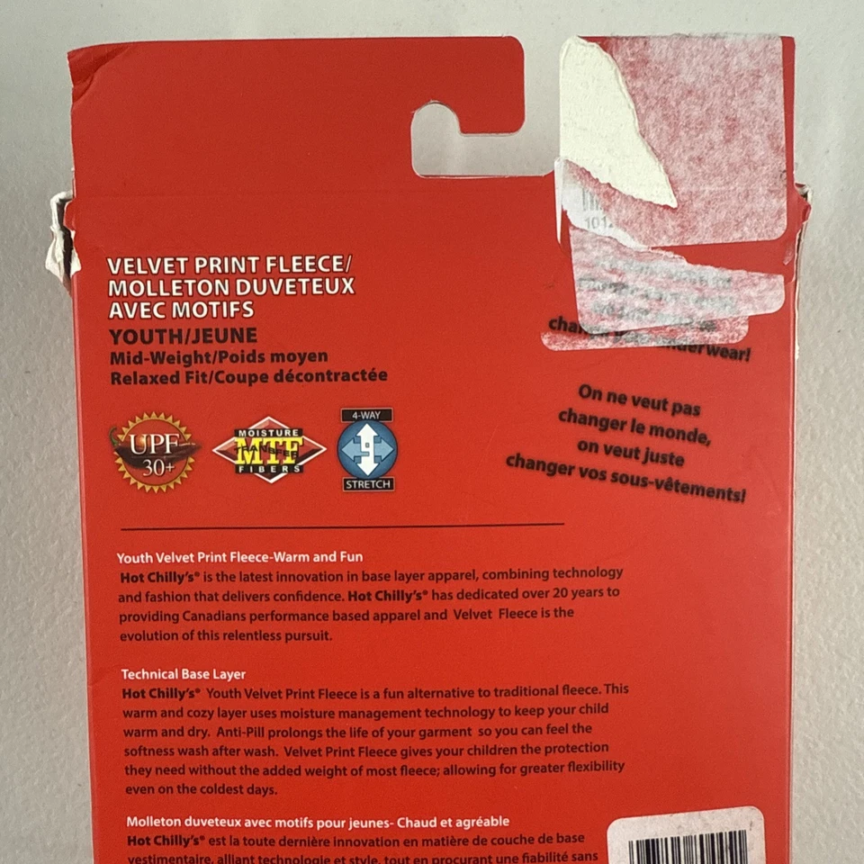 Top polar estampado terciopelo Hot Chillys ~ Capa base de rendimiento #9 ~ Talla juvenil L Foto 3 de 4