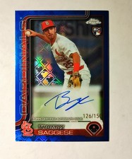 Thomas Saggese 2025 Topps Chrome RC AUTO BLUE REFRACTOR 126/150 Logofractor M6