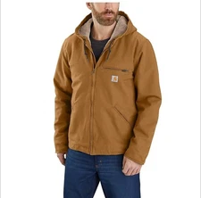 CARHARTT Men's Sherpa Lined Jacket  Relaxed Fit Washed Duck  3 Warmest Rating Sm