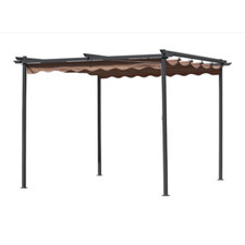 Pergola gazebo acciaio top retrattile poliestere ecrù 3x3 mt da giardino esterno