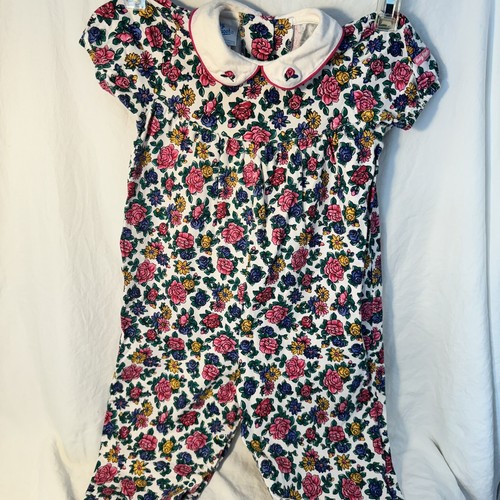 Vintage 90s Oshkosh Baby B’gosh Bubble Romper Embroidery Collar Floral 24 Months - Picture 2 of 10
