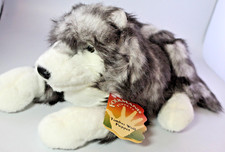Folkmanis Timber Wolf Large Full Body Plush Hand Puppet 18" Long Realistic Husky