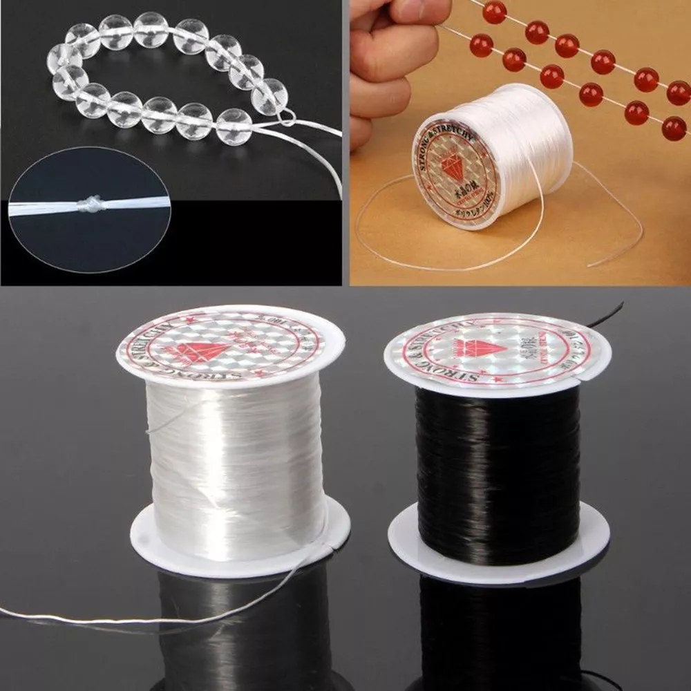 1roll Flat Elastic Crystal String Elastic Beading Thread for Stretch  Bracelet Making Black Elastic String DIY Jewelry Accessory