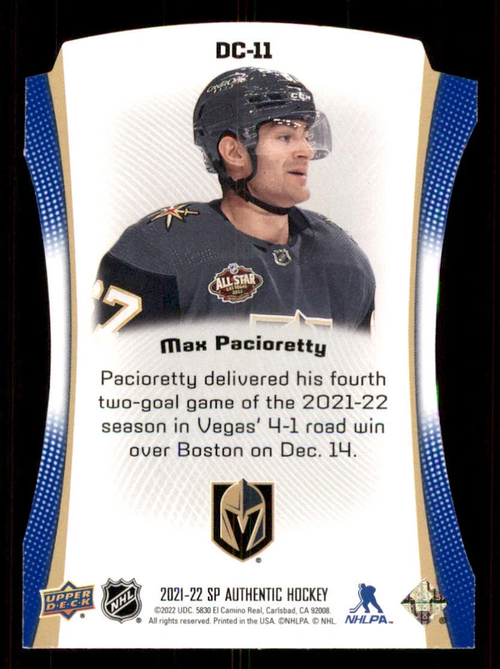 2021-22 SP Authentic Die Cuts Blue #DC11 Max Pacioretty - Image 2 of 2