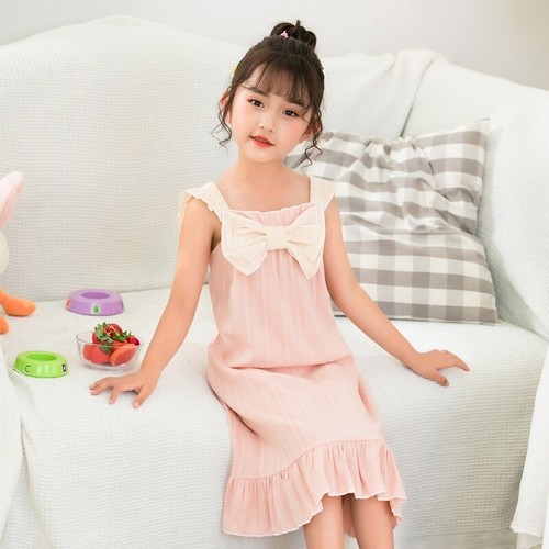 Kid Girls Child Nightdress Cotton Pajamas Ruffle Dress Sleepwear Sleeveless Cute - Picture 13 of 16