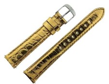 NEW MICHELE 16MM METALLIC SHINY GOLD ALLIGATOR LEATHER STRAP,BAND MS16AA010546
