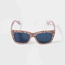 Cat & Jack Kid's Pink Leopard  Rectangle 100% UV Protection Sunglasses