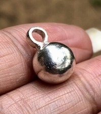 999 Pure Silver Hindu Religious Solid Silver Ball Pendant 5.4 gm, 9-10 mm, ring