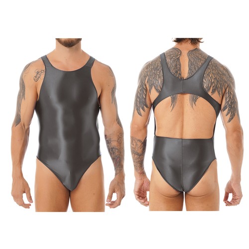 Men's Shiny Singlet Wrestling Leotard Glossy Fitness One Piece Jumpsuit Bodysuit - Picture 22 of 40
