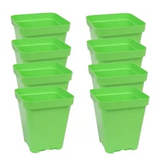 SUNPACK 5"x5" Heavy Duty Seed Starting Square Insert Pot, Green, 6" (Pack of 8)