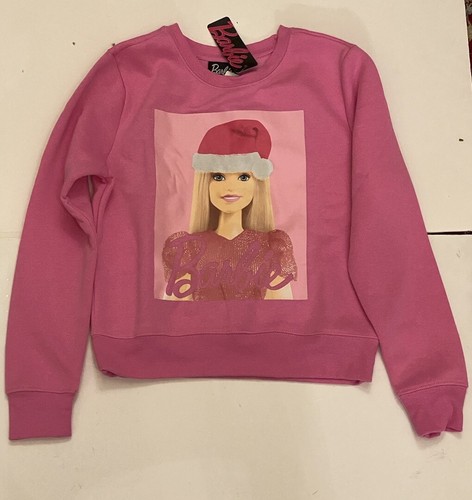 Barbie Christmas Sweatshirt Shirt Women's Juniors Pink Barbie Size Medium NWT