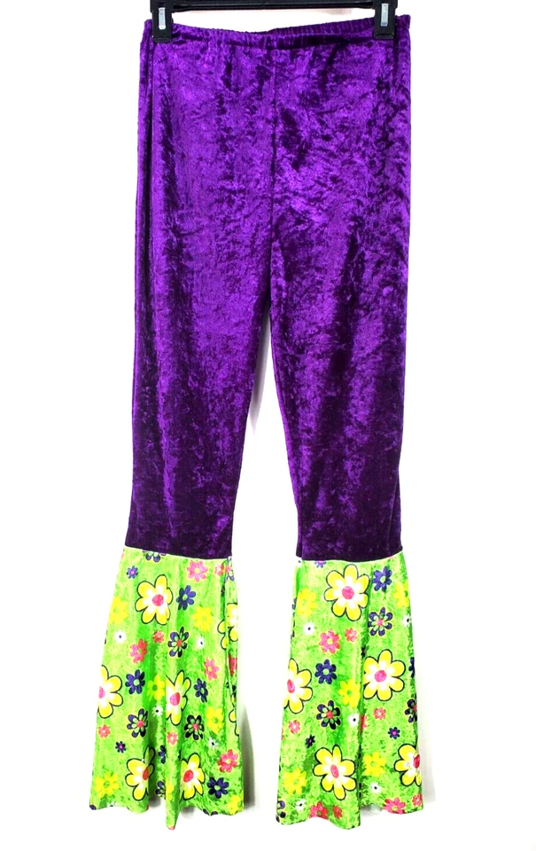 Halloween Hippie Flower Power Disfraz Terciopelo Parte Superior e Inferior Sin Etiqueta Acampanado Foto 2 de 4