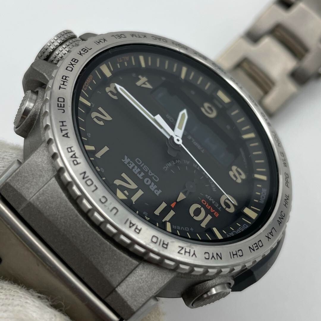 CASIO◆PROTREK/チタン/PRW-50T-7AJF/箱・フルコマ CASIO PRO TREK PRW-50T-7AJF Climber Line Solar Titanium