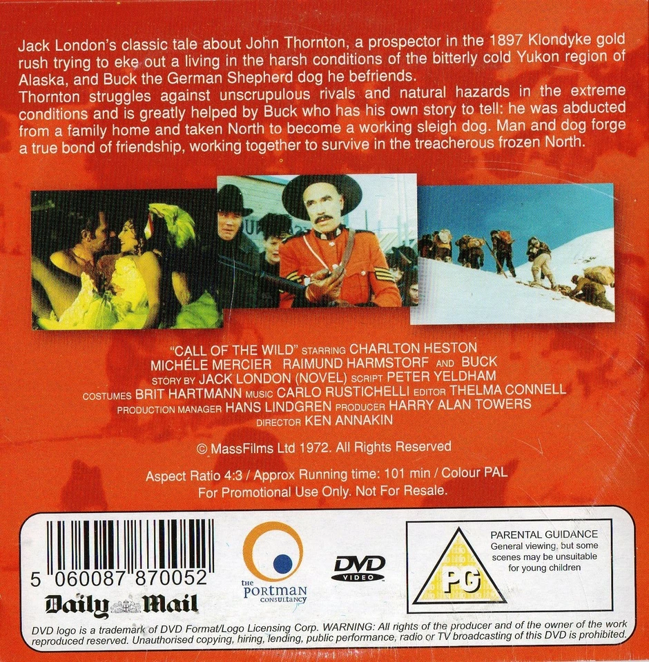 CALL OF THE WILD - Charlton Heston*Michèle Mercier  :  PROMO DVD - Image 2 of 2