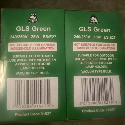 25w Coloured GLS Light Bulbs ES (E27) Green, Pack of 10! - Picture 4 of 4