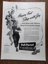 1943 Poll-Parrot Shoes Ad Happy Feet Skip with Joy