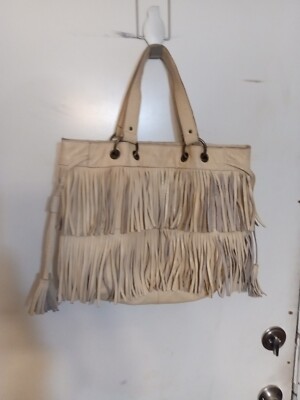 French Connection Handbag Fringe Leather Tote Hobo Shoulder Bag