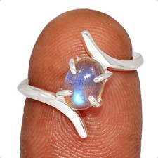 Natural Labradorite - Madagascar 925 Sterling Silver Ring XOS1 s.6.5 CR64886