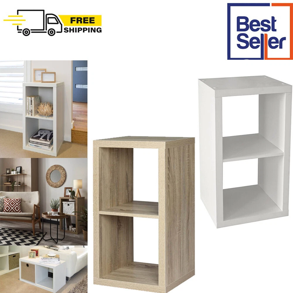 2x1 Tier Wooden Cube Bookcase Bookshelf Storage Shelf Unit Display Stand Rack