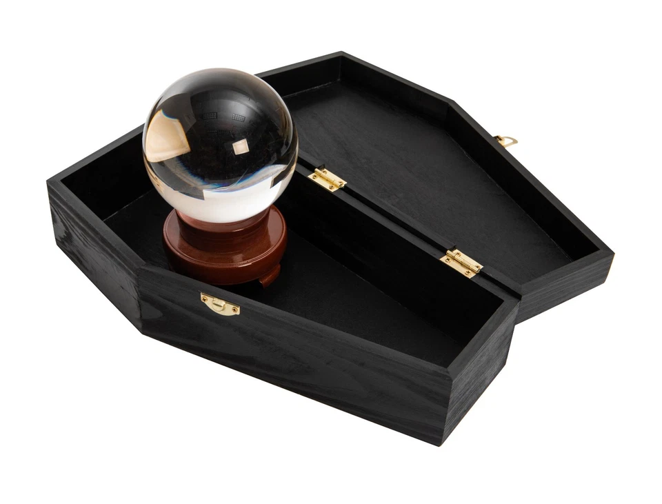 Caja de ataúd grande de Halloween negra de 12 pulgadas, caja rellenable con bisagras para decoración aterradora Foto 4 de 4