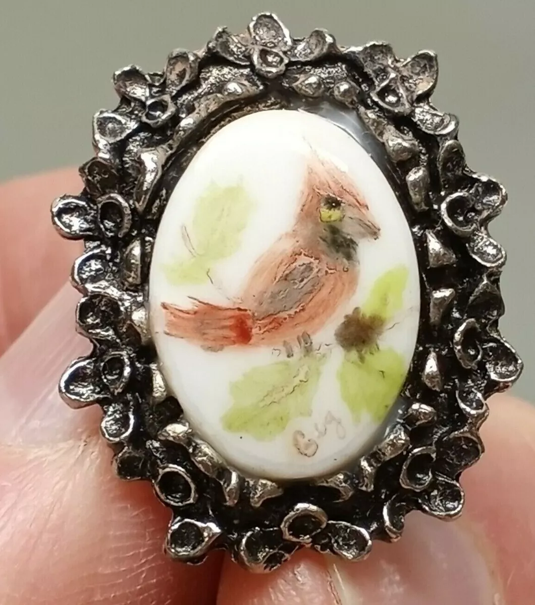 Vintage RED CARDINAL BROOCH PIN