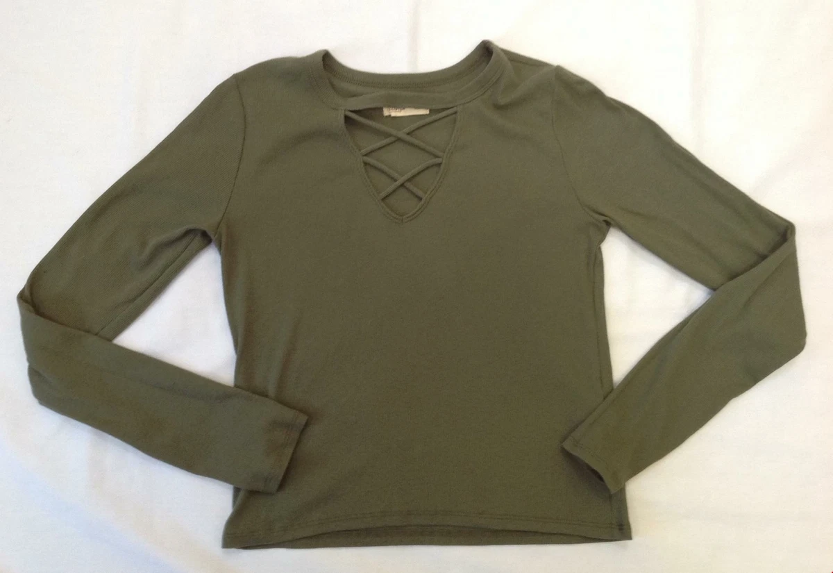 Olive green store hollister shirt