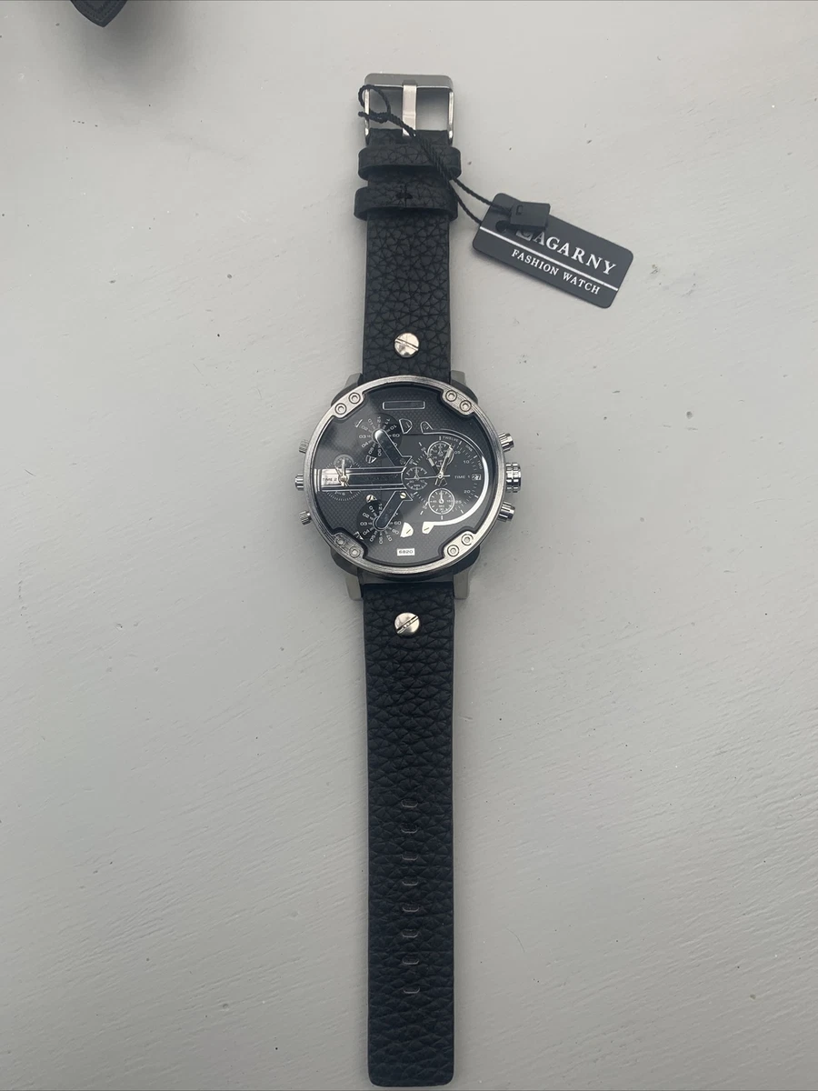 Cagarny Quartz Men s Watch Black Leather Band New Battery