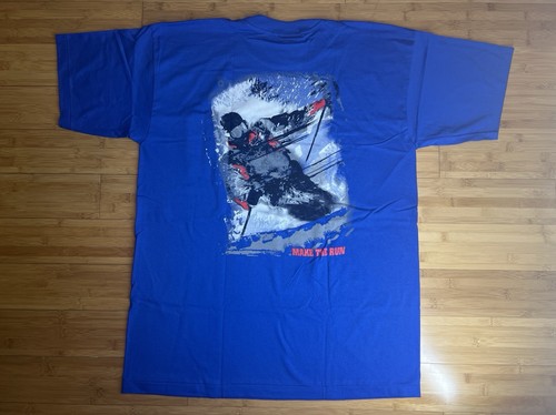 Marlboro Deadstock Vintage Mens Skiing “Make The Run” Blue pocket tee, USA|Sz:XL - Picture 10 of 23