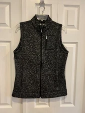 Calvin Klein Sz S vest, marled grey knit, zip front, cowl neck, pockets, sporty