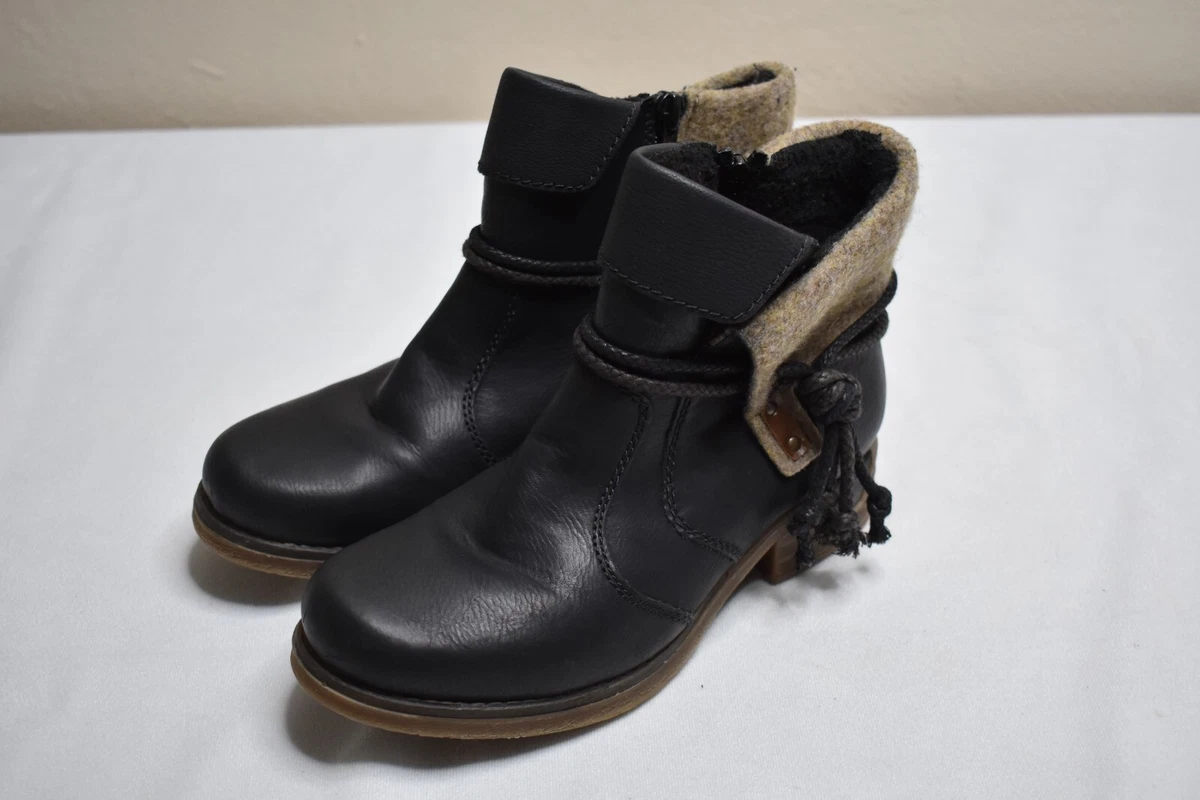 RIEKER W s Fee 93 79693 Black Side Zipper Faux Leather Booties
