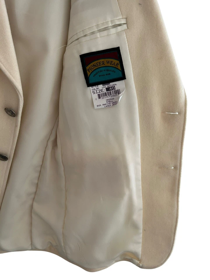 Chaqueta Chimayo De Colección Azteca Pioneer Wear Lana Marino y Corderos EE. UU. Talla 40 Santa Fe Foto 3 de 4