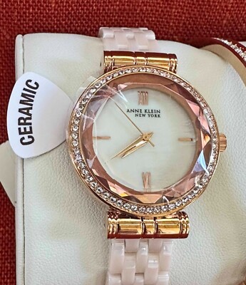 Anne Klein Rose Gold Tone Ceramic Watch Crystal Bangle  display picture 1