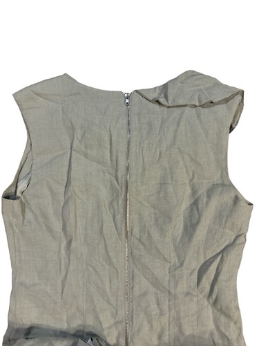 Komarov Linen Dress Grey Size Medium Designer Classic Vintage Ruffle - Picture 6 of 8