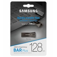 USB 3.1 Flash Drive 128GB Samsung Bar Plus USB Drive Memory Stick Gray 300Mb/s