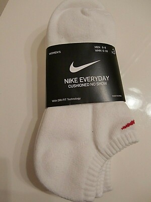 NIKE Women 3 Pairs Pack NO-SHOW socks WHITE Dri Fit Cushioned cotton Men PK NIP 888411181019 | eBay