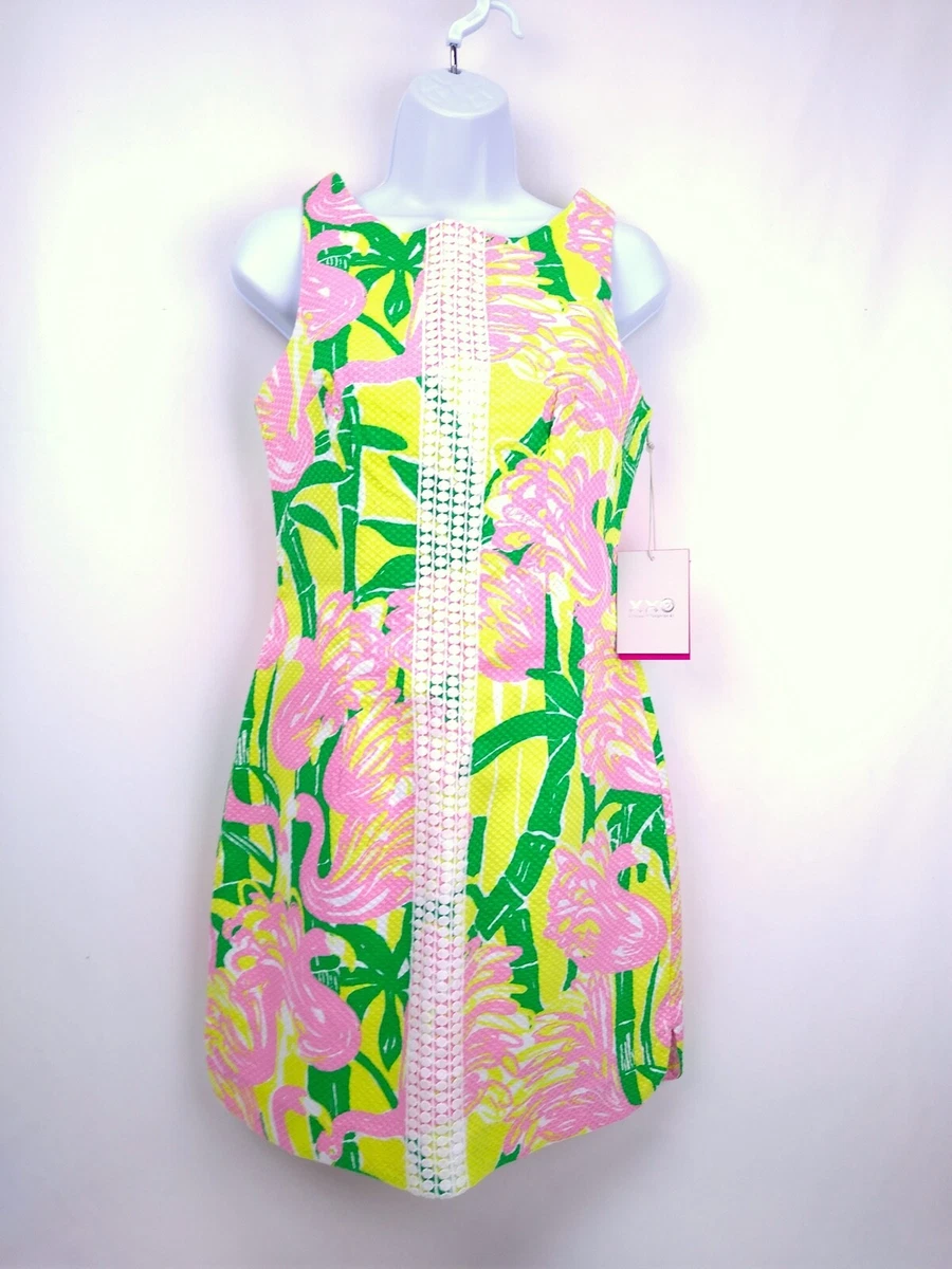 Lilly Pulitzer X Target Flamingo Print Sheath Dress Pink Green