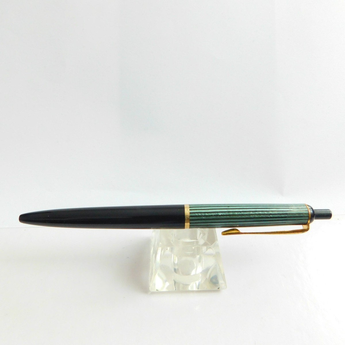 Vintage PELIKAN 355 Green Strited and Gold Trim Ballpoint