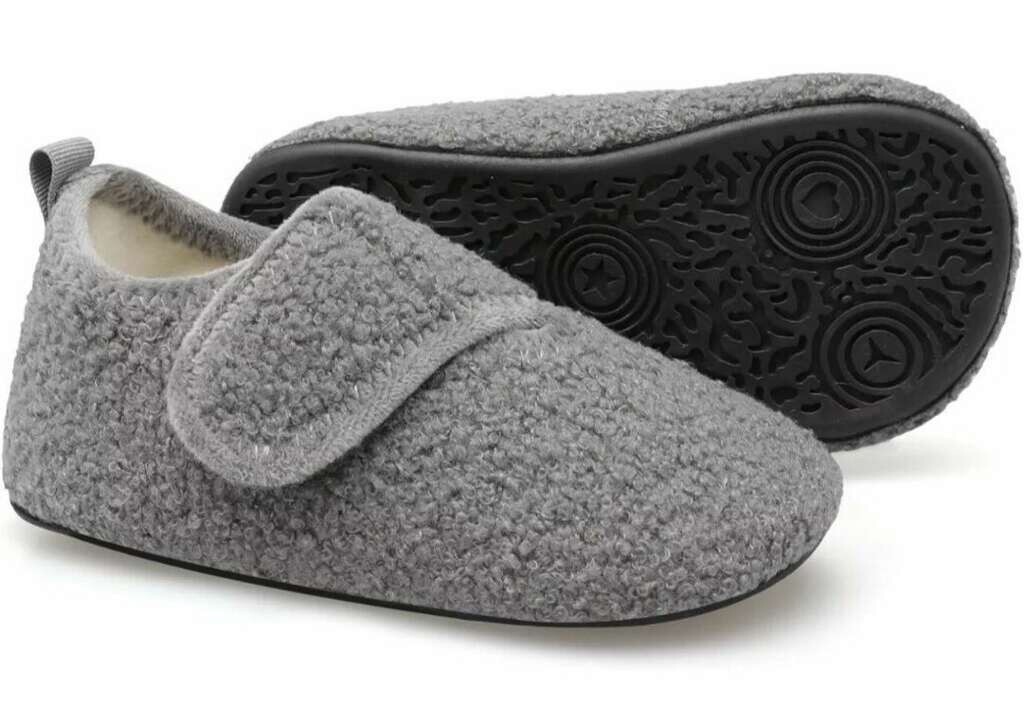 SAOLA Pantofole grigie per bambini con suola in gomma antiscivolo fibbia taglia 3