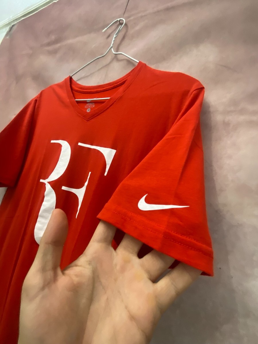 記念グッズ NIKE FEDERER 19GS WIN T-SHIRT US SIZE M NIKE ROGER FEDERER RF SWISS TENNIS PLAYER RARE VINTAGE RED