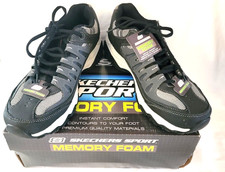 Skechers Athletics Men's 50125 Sport Memory Foam Black Gray Shoes US12 Box